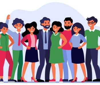 Employee group portrait flat vector illustration